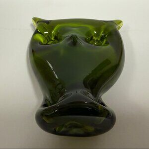 Viking Glass Green Owl Vintage Paperweight - Used